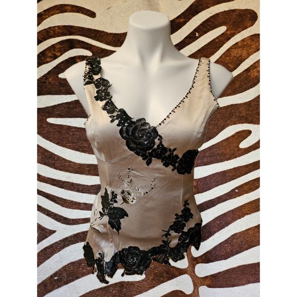 Vintage Adrianna Papell Evening Essentials Embroidered Floral Corset Top Sz 6 - Picture 1 of 7